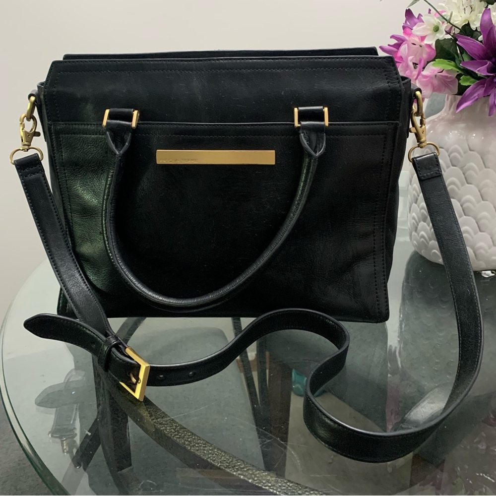 Black and Gold Crossbody Bag with Adjustable Strap
